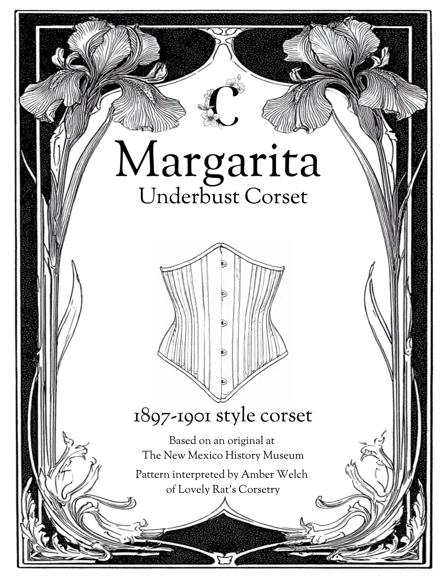 Advertisement for Margarita Underbust Corset with decorative floral frame
