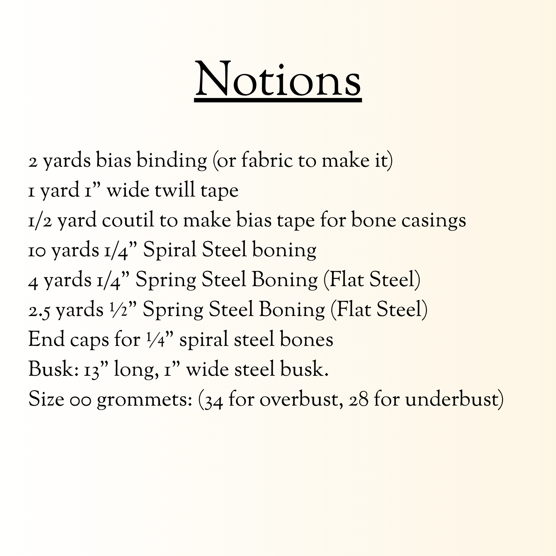list of notions required for pattern building