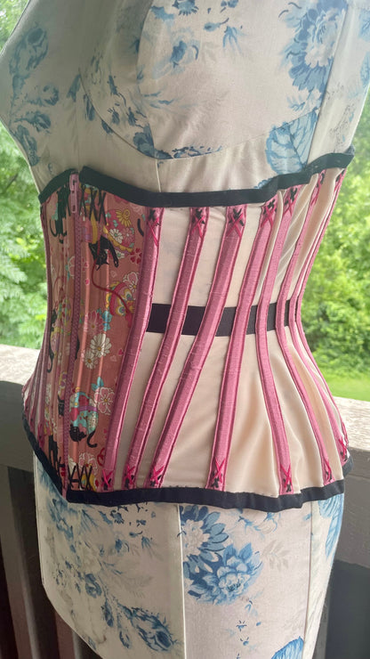 Pink Powermesh Cat Underbust Corset 26" waist