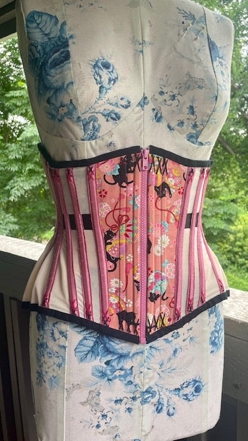 Pink Powermesh Cat Underbust Corset 26" waist