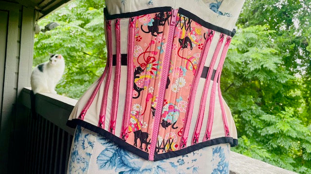 Pink Powermesh Cat Underbust Corset 26" waist
