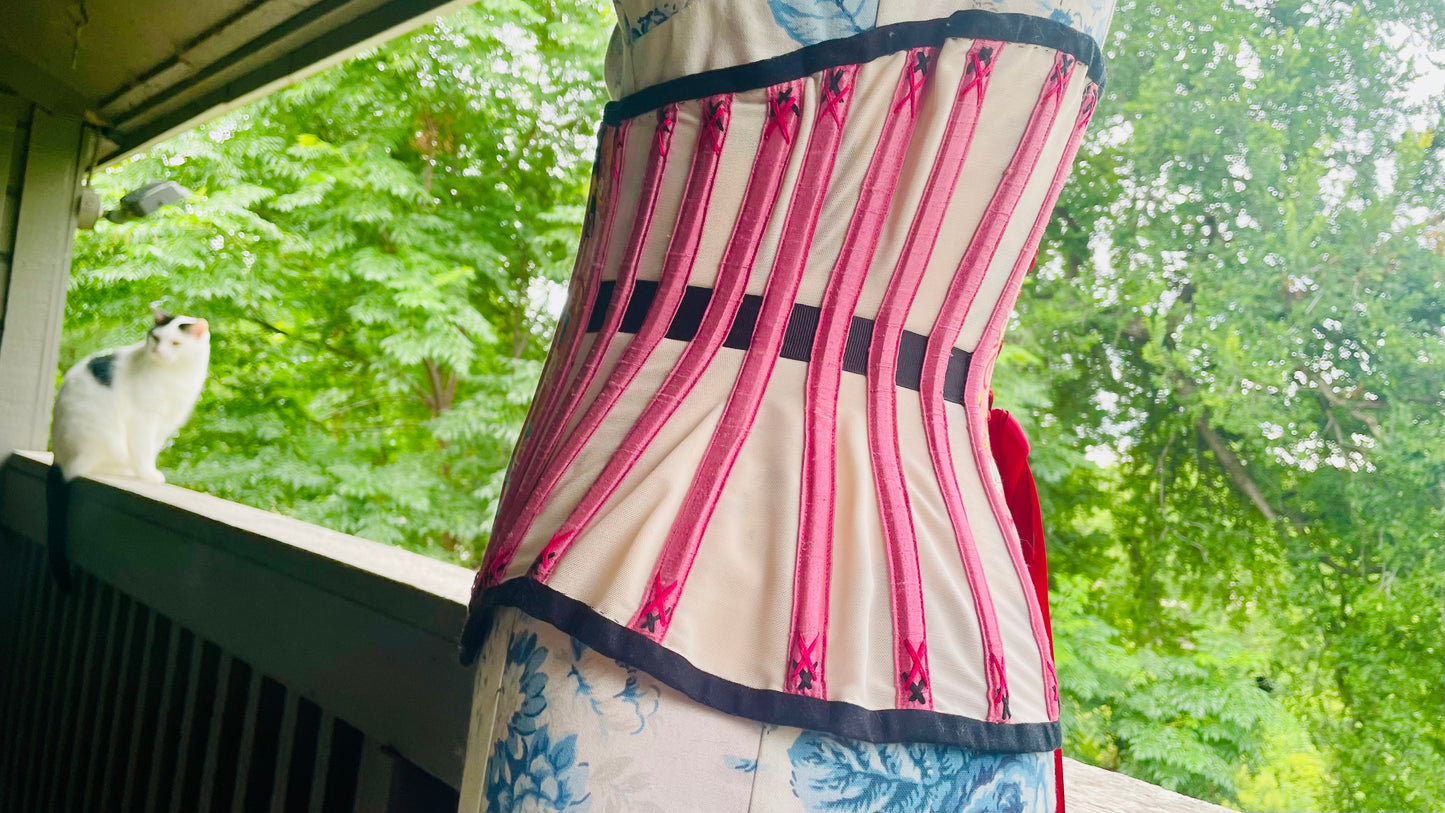 Pink Powermesh Cat Underbust Corset 26" waist