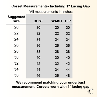 size guide for overbust corset